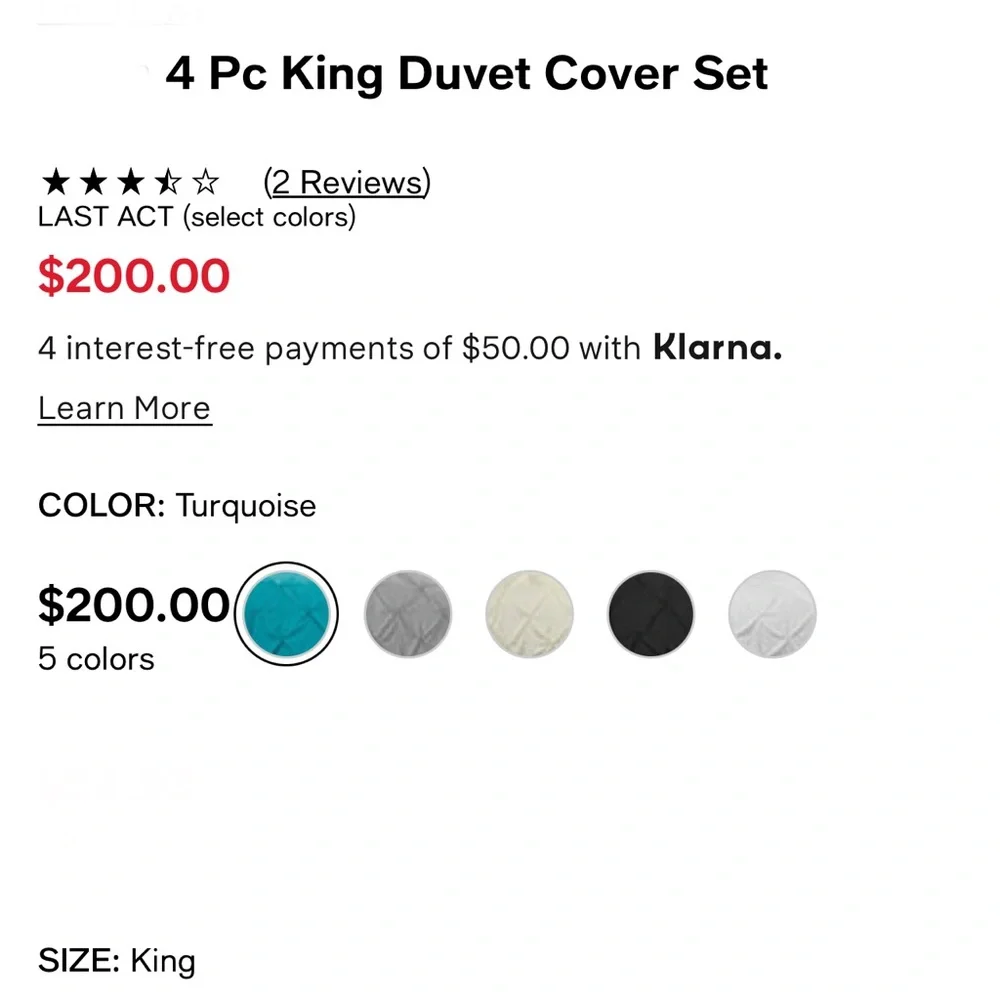 Pin Tuck Duvet Set - King 4pc